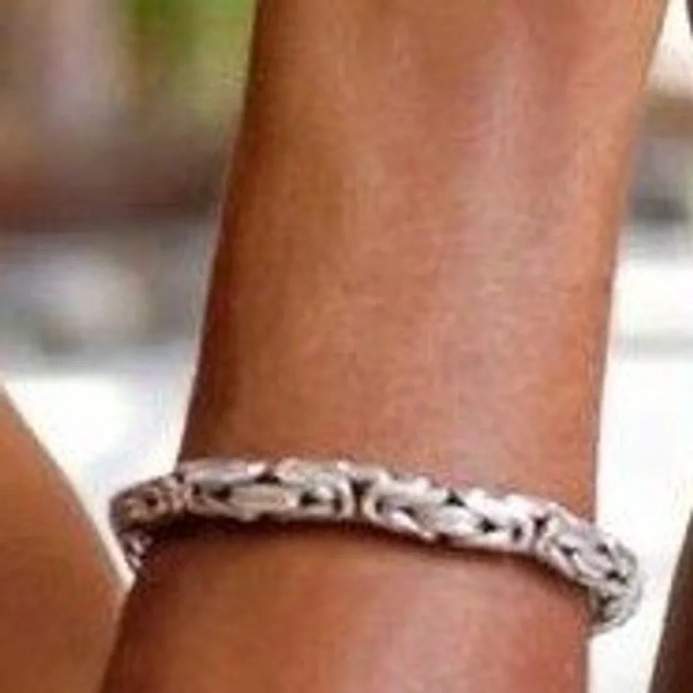 Heavy Sterling Silver Byzantine Kings Braid Cuff Bracelet 60g